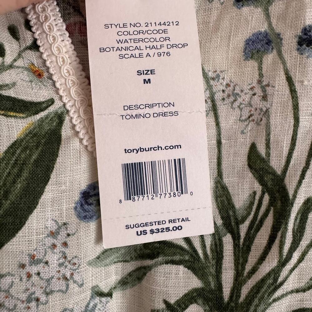 Tory Burch Botanical Print Tomino Dress Linen Coverup Size Medium $325 New - Picture 5 of 9